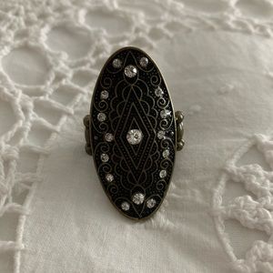 Black and Gold ring with Jewel Embellishments